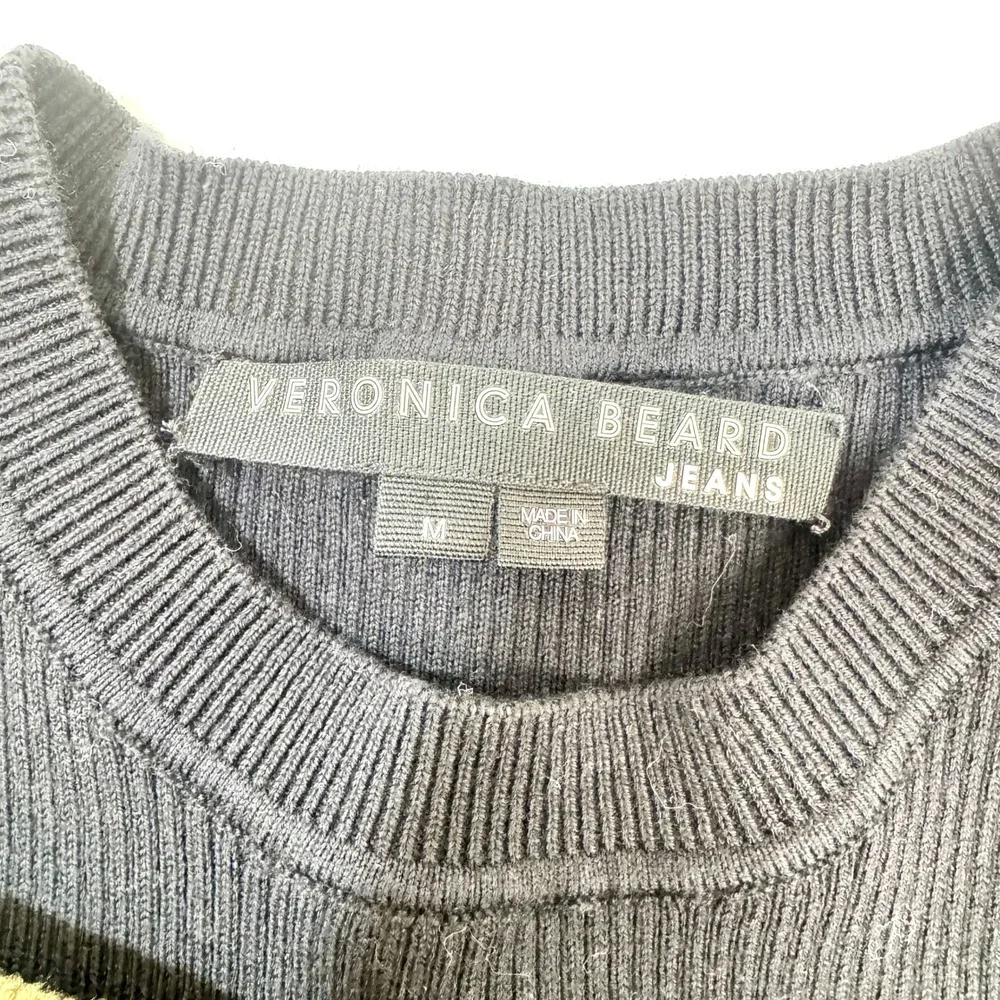 VERONICA BEARD Ribbed Cold‎ Shoulder Sweater Knit Top Olive Green M